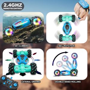 Coche de Acrobacias <span class=keywords><strong>RC</strong></span> con Control Remoto, Escala 1:18, 4x4, Transformable, Giros de 360°, Luces LED Giratorias, Música, Sensor de Gestos, Regalo para Niños - Product Image 5
