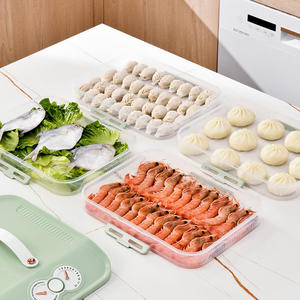 Conteneur de Conservation Alimentaire Vert en Gros avec Indicateur de Date, Bac à Raviolis <span class=keywords><strong>Empilable</strong></span> en <span class=keywords><strong>Plastique</strong></span>, Rangement de Cuisine Grande Capacité - Product Image 1
