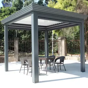 Rooftop Waterproof Aluminum Motorized Pergola Gazebo Outdoor Design Adjustable Roof Pergola With Retractable Canopy