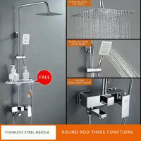 Haute qualité en laiton salle de bain douche à main robinet douche tête carrée ensemble pluie bain douche mélangeur système Kits
