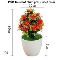 Trendiger Kleiner Topfpflanzen-Bonsai mit Fünfblättrigem Jasmin, Künstliche Grünpflanzen, Mini-Desktop-Ornamente für Zuhause
