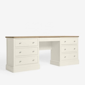 Table de maquillage de style minimaliste personnalisée, en bois massif peint en blanc, placage de chêne, console avec tiroir, coiffeuse avec étagère à bijoux - Product Image 5