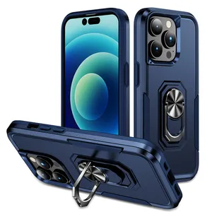 Venta caliente TPU PC funda de teléfono móvil soporte de anillo para iPhone 14 pro Max 13 12 11 para iPhone 15 funda resistente