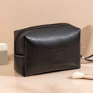 Custom Rectangular Shape Leather Cosmetic Bag Personalize Travel PU <strong>Make</strong> <strong>up</strong> Pouches Wholesale - Product Image 4