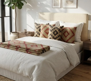 Juego de 4 Fundas de Cojín Kilim Tribales del Suroeste Hechas a Mano, Cojines Decorativos Boho de Lana, Yute y Algodón para Sofá, Cama y Decoración del Hogar - Product Image 1