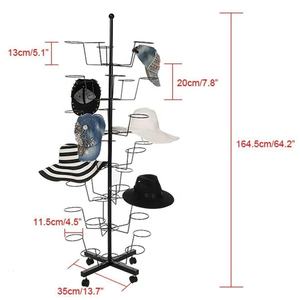 7-Tier 35 Chapeau Rotatif Présentoir Au Sol Debout Chapeau Racks Chapeaux En Métal Au Détail Chapeau Affichage avec Roues - Product Image 2