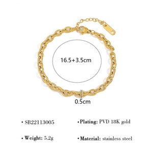 Pulseras de Cadena de Acero Inoxidable Personalizadas al por Mayor, Pulseras y Brazaletes Chapados en Oro de 14k y 18k para Mujer - Product Image 5