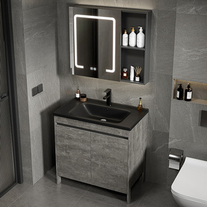 Mueble <span class=keywords><strong>De</strong></span> Tocador Estrecho con Encimera, Mueble <span class=keywords><strong>De</strong></span> Baño con LED y <span class=keywords><strong>Espejo</strong></span>, Diseño Sencillo con Lavabo y Gabinete <span class=keywords><strong>De</strong></span> PVC - Product Image 1
