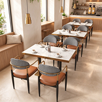 Meubles de restaurant haut de gamme sur mesure, table et chaise en métal de luxe avec banquette rembourrée pour hôtel, cantine, bistrot