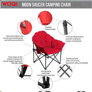 Fauteuil pliant d'extérieur Woqi, rouge, structure en aluminium, tissu Oxford, avec porte-gobelet, capacité 160 kg - Product Image 5