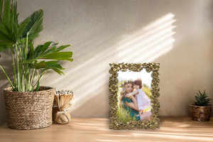 Floral Rectangle Zinc Alloy <b>Gold</b> Eco-Friendly <b>Photo</b> <b>Frame</b> - Product Image 3