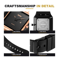 Montre à quartz carrée pour homme SKMEI 1961, boîtier en alliage, bracelet en TPU, date, chronographe, alarme, résistance à l'eau 3BAR, montre-bracelet pour le bureau et les activités de plein air