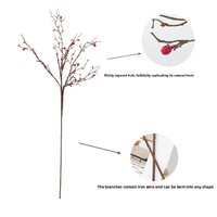 Branche de fleur artificielle parfumée aux fruits, à tige unique et longue, pour arrangement floral, rouge, en PVC, style fleur séchée artistique