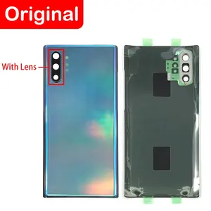 100% orijinal yeni arka arka pil kapağı kapı konut Case için kamera Lens ile Samsung Galaxy Note 10 artı arka panel cam