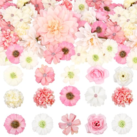 Olrla 50 Petites Têtes de Fleurs Artificielles Légères en Soie pour Décoration de Gâteaux, Bouquets de Mariage, Plaques Murales Décoratives et Fêtes