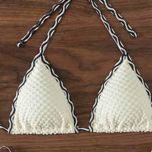 Traje de Baño de 2 Piezas para Mujer, Marca Lovely Woman Family, Bikini de Terciopelo con Estampado a Rayas y Sujetador Push-Up - Product Image 2