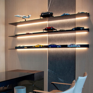 Étagères murales modernes en métal robuste avec éclairage LED pour présentoir à whisky, salon de manucure, salon, décoration de salon, étagères murales pour livres - Product Image 3