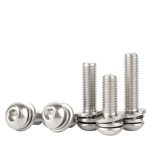 Vis à tête fraisée hexagonale à embase métrique en acier au carbone ou en acier inoxydable avec rondelle à ressort pour fixation - Product Image 2