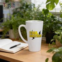 Mug en céramique blanc en forme de cône, personnalisable avec logo et photo, idéal pour le bureau, les mariages, les événements, cadeau, vente en gros Topjlh