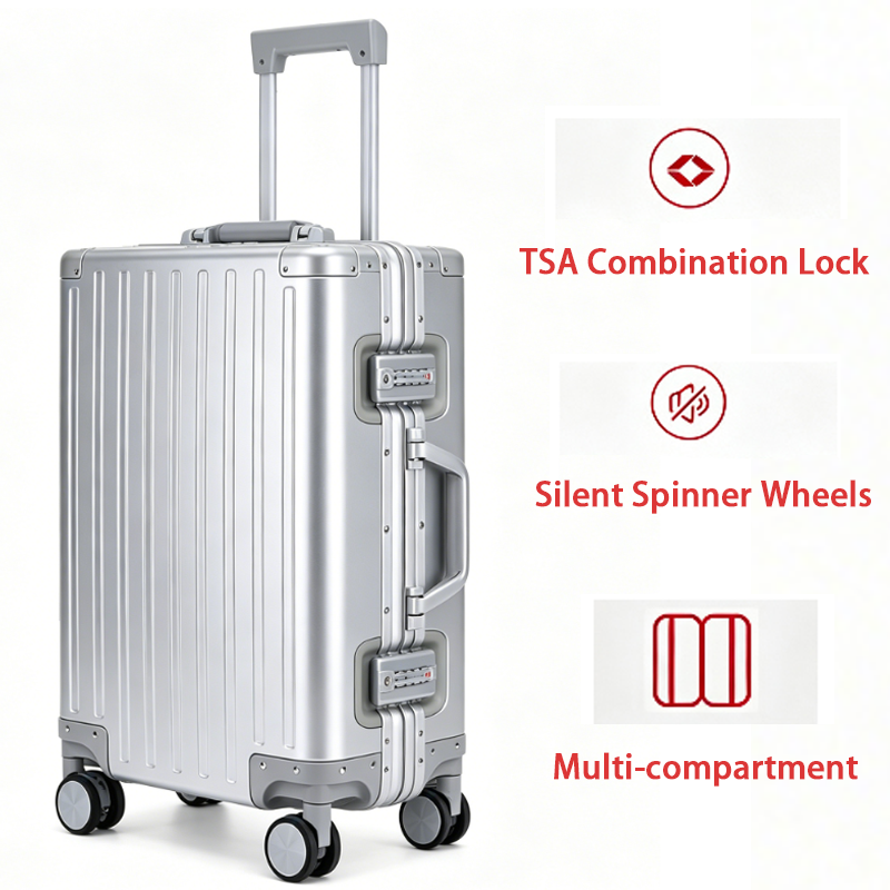 Aluminum Hard Shell Suitcase 20 24 28 Inch Carry-On Luggage TSA ...