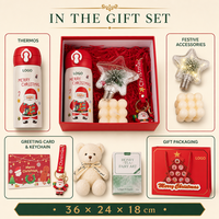 Boîte cadeau de Noël personnalisée avec logo, avec bouteille isotherme, ornements et accessoires de fête pour cadeaux d'entreprise en gros