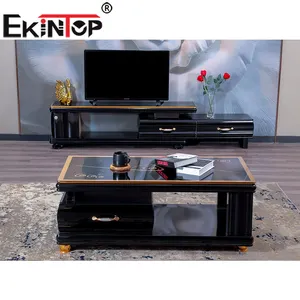 Ekintop new design hot sale luxury tv stand and coffee table black center table