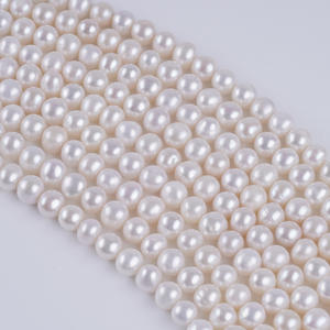Cuentas Sueltas de Perlas Naturales de Agua Dulce de Zhuji, 7-8 mm, Blancas, Casi Redondas, para Hacer Collares y Pulseras, Venta al por Mayor - Product Image 2