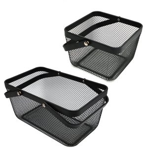 <span class=keywords><strong>Cestino</strong></span> portaoggetti in rete metallica nera con maniglia, organizer multiuso in filo metallico per dispensa, cucina e lavanderia - Product Image 2
