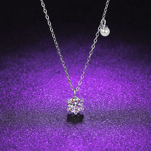 Collana con Pendente in <span class=keywords><strong>Argento</strong></span> Sterling 925 con Moissanite Colorata da 1 Carato Taglio Rotondo, Gioielli Classici con Diamanti e Perle Multicolore all'Ingrosso dalla Cina - Product Image 2