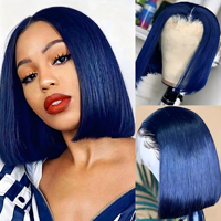 Perruque Bob Lace Front en Cheveux Humains Bleus Pré-Pluckée avec Cheveux de Bébé Naturels pour le Marché Canadien et Américain