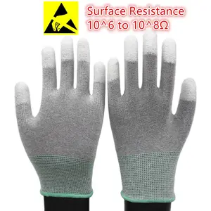 Karbon Fiber PU parmak uçları kaplı elektronik Anti statik ESD eldiven