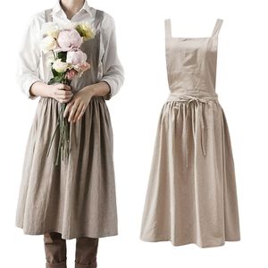 Robe sans manches 100 % coton pour femme, style japonais et nordique, dos croisé, tablier de haute qualité pour les fleuristes - Product Image 1