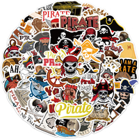 50 autocollants en vinyle imperméables à thème pirate de dessin animé pour la décoration DIY d'ordinateurs portables, guitares et bagages pour adolescents et adultes