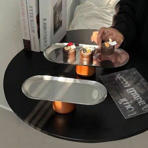 Oval Stainless Steel Fruit Platter With Stand For Home Party Snack Serving Nordic Style Luxury Retro Design - Product Image 4
