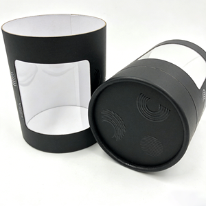 Tubo de cartón cilíndrico redondo personalizado al por mayor, de papel negro con impresión UV para velas, perfumes y cosméticos, con ventana. - Product Image 4