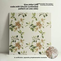 Ubin Porselen Mewah Modern 600x1200mm Ukiran Timbul Antibakteri Anti-Selip Matte Format Besar untuk Dinding Latar Seni