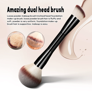 Ensemble de pinceaux de maquillage à double extrémité, face plate, vegan, synthétique doux, pour fond de teint liquide, anticernes, blush, poudre, pinceau cosmétique - Product Image 5