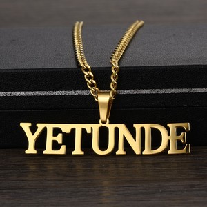 Collar con Nombre Personalizado, <span class=keywords><strong>Joyería</strong></span> de Acero Inoxidable Chapada en Oro con Placa de Nombre <span class=keywords><strong>para</strong></span> Hombres y Mujeres, Collares con Cadena Cubana - Product Image 2