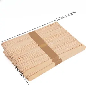 125*10*2mm bord droit compostable jetable bois de bouleau laser écrire sur des bâtons de crème glacée imprimé bâtons de popsicle bois