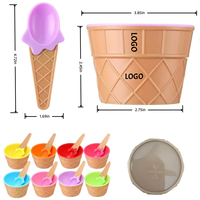 Tazón de Plástico Reutilizable con Logotipo Personalizado, Color Caramelo, con Cuchara, para Helado, Yogurt Congelado, Fiestas de Verano, Regalos