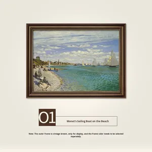 <span class=keywords><strong>Peinture</strong></span> à l'huile décorative <span class=keywords><strong>Monet</strong></span>, Impression du lever de soleil, <span class=keywords><strong>jardin</strong></span> rétro, style américain, encadrée, suspendue, nénuphars, <span class=keywords><strong>peinture</strong></span> pour salon - Product Image 5
