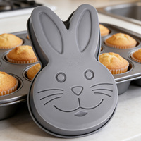 Moule à gâteau en silicone en forme de lapin de Pâques, grand moule à pâtisserie tête de lapin, moule à pain 3D animal, outil de cuisson de qualité alimentaire pour pâtisserie