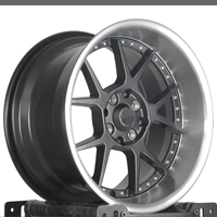 Jantes en alliage noires à lèvre usinée, style deux pièces, 5 branches, à déport profond, 16x7.5J 16x8.75 pouces, 4x100 4x114.3 8x100 8x114.3, jantes Tuner