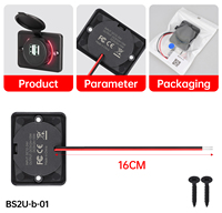 Prise de chargeur double USB 12V 24V pour modification de voiture, 20W, avec LED rouge et couvercle étanche, pour camion, camping-car, bateau, bus