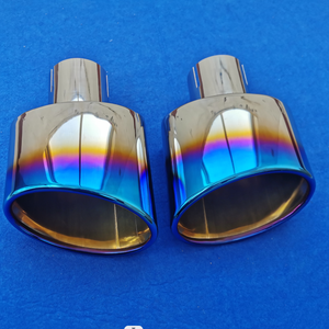 Tubo de escape ovalado de acero inoxidable 150 con punta <span class=keywords><strong>azul</strong></span> quemada de 304 MM, silenciador de coche, Punta final, accesorio de escape de rendimiento pulido - Product Image 4