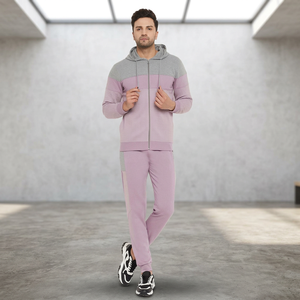 Conjunto Deportivo con Capucha para Hombre, Diseño Color Block con Cierre, Manga Larga, Poliéster y Algodón, Ropa Casual de Otoño para Correr - Product Image 1