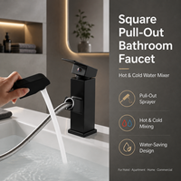 Robinet de lavabo noir carré chromé à poignée unique, mitigeur chaud-froid avec cartouche céramique, à poser sur le plan, pour salle de bain et toilettes