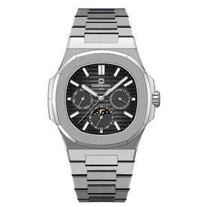 OEM Small-Batch Custom LOGO Oval Stainless Steel Butterfly Clasp <b>Moon</b> Phase Pointer Fully Automatic Mechanical Men's Watch 30M - Product Image 4