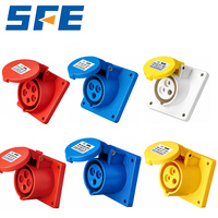 Prise industrielle encastrée SFE norme IEC IP44/IP67 3P/4P/5P 16A/32A 110V-380V en laiton massif et nylon