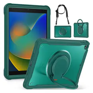 适用于iPad 10.2的时尚TPU平板电脑外壳9代2021 8 7代外壳，带支架和手柄